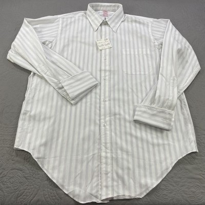 VTG Brooks Brothers Makers Dress Shirt Mens 16 34 White Striped