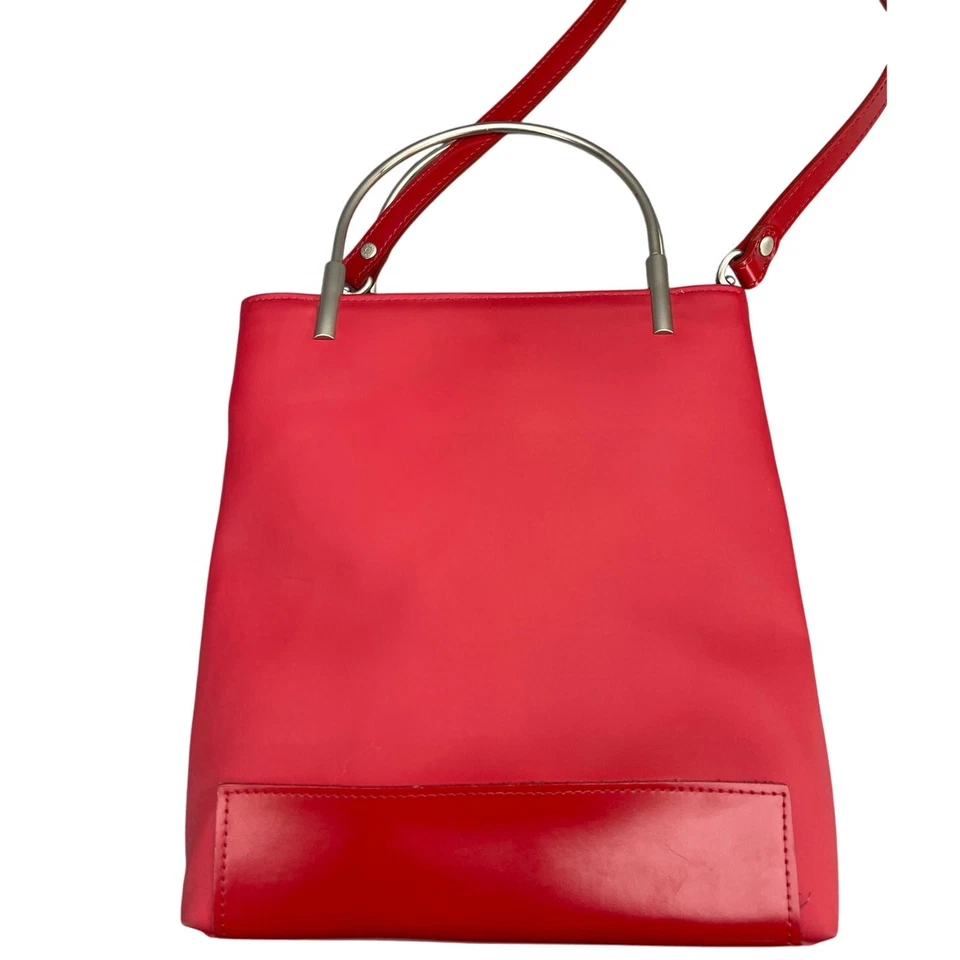 Bolso Bandolera Esprit 1968 Vintage Años 90 Rojo Plata Asa Superior Cartera Foto 2 de 4