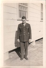 Vintage WWII US Army Soldier Photograph Black  White Portrait