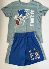 SEGA Sonic the Hedgehog Boys Size 4 Mesh T-Shirt  Shorts Set Blue Polyester