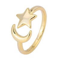Frauen Sterne Mond Ring Verstellbarer Offener Ring Hypoallergener Ring Mode