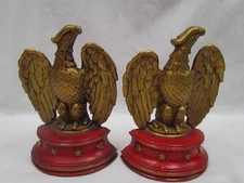 Vintage Pair Of Sexton American Eagle Bookends Door stops Red Base with Stars