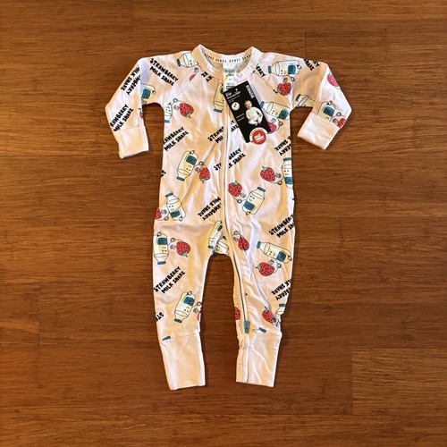 Bonds Baby Strawberry Milkshake Milk Shake Pink Zip Wondersuit Size 0 BNWT - Picture 1 of 2