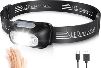 Kompakte Stirnlampe mit USB-Akku, 1200 mAh, 15 Std. Batterielaufzeit