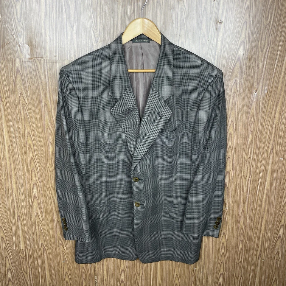 Abrigo deportivo Pal Zileri hecho en Italia para hombre 40R marrón multicolor a cuadros lana texturizada Foto 2 de 4