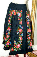 Rock  schwarz - rosarot geblümt  Trachten * Folklore Vintage Viscose 36