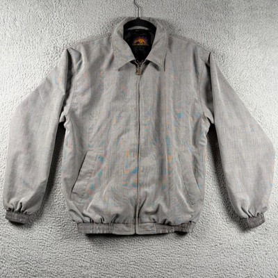Sun Mountain Golf Mens M Gray Plaid Full Zip Bomber Jacket Performance Outerwear