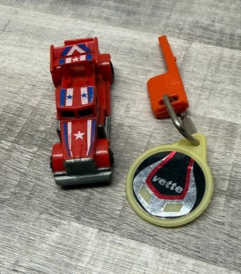 Vintage 1980 Kidco Red Semi Truck Diecast with Stars & Stripes Decals and Vette