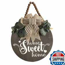 Welcome Sign for Front Door 3D Wooden Wreath Front Porch Decor Hanging for Farmh