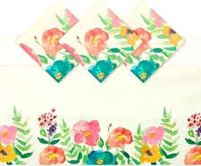 Sparkle and Bash Watercolor Floral Tablecloth for Wedding Decorations (54 X 108