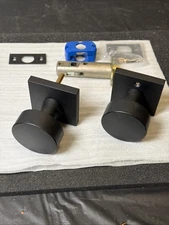 *Scratches EMTEK 5110ROUUS19 Flat Black Round Knob Passage Set, Square Rosette
