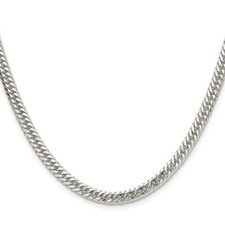 925 Sterling Silver 4.8mm Double Diamond-cut Curb Chain Necklace 18" 20.99gm