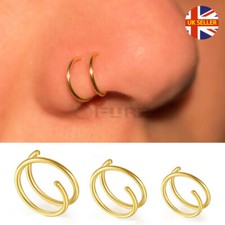 6-10MM Double Hoop Ear Lip Nose Ring Surgical Steel Piercing Gold Earrings 1pc