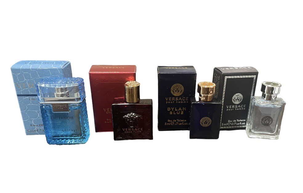 Versace 4pc Mini Gift Set for Men Eau Fraiche, Dylan Blue, Pour Homme