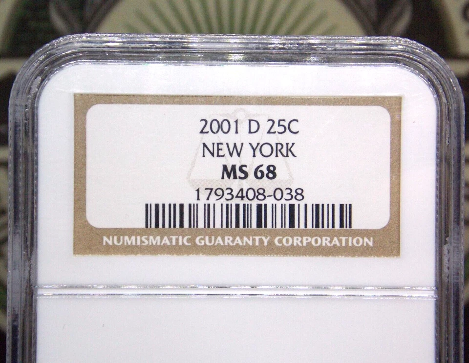 2001 "D" State **NEW YORK** Washington Quarter 25c NGC MS68 #038 GEM BU ECC&C - Image 4 of 4