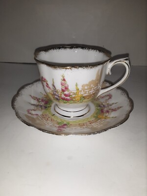 Vtg Royal Albert ''Greenways'' Scalloped Edge Floral Bone China Tea Cup & Saucer