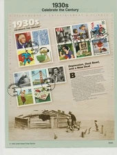 CELEBRATE THE CENTURY 1930s 15 STAMP SHEET 2000 USPS FD Souvenir Page DISNEY GWT