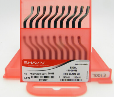 Shaviv 29098 10pcs E100L LH HSS Heavy Duty Deburr Blade for Steel,Copper,Plasti