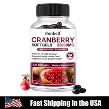 Cranberry 25000mg Fruit Extract with Vitamin C Softgels 120 Capsules