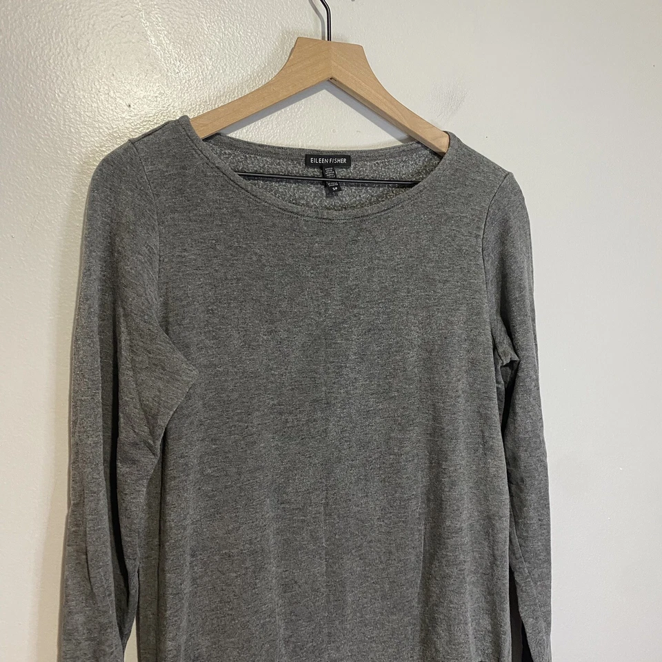 Vestido Eileen Fisher Feminino Tamanho Pequeno Cinza Lã Manga Longa Bolsos Elásticos EUA - Imagem 2 de 4