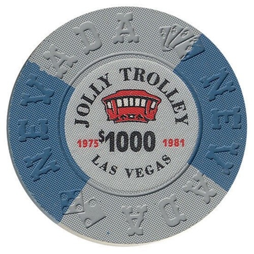 Jolly Trolley Casino 1000 Bill Borland Commemorative Chips Las Vegas