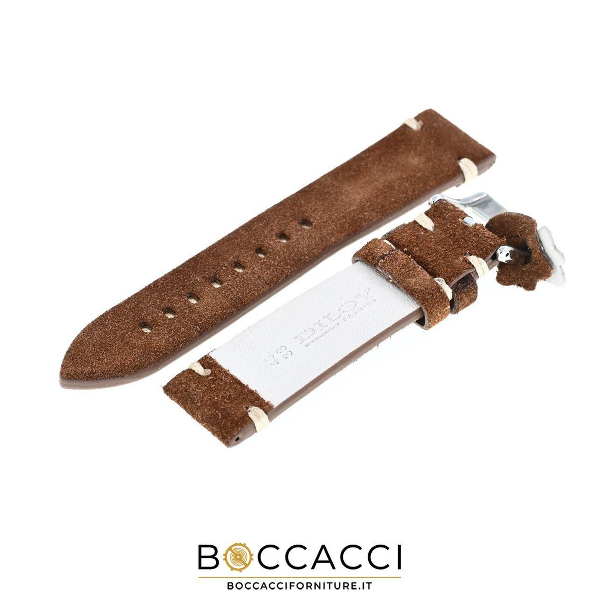 DILOY Cinturino 18mm Marrone Scuro Tranciato in Nabuk Stile Vintage Cucito 