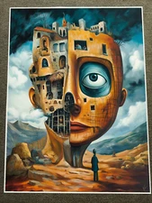 Surreal Human Face Cityscape Fantasy Art Poster 18x24in