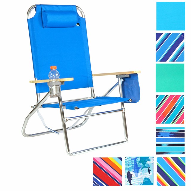 Extra Large - High Seat Heavy Duty 4 Position Beach Chair w/ Drink