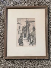 Vintage MCM Original 1964 Eugene Kloszewski Watercolor “Settlement” Painting