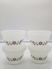 Juego de 4 platos/taza natillas ramekin floral marrón Dynaware Pyorey vintage