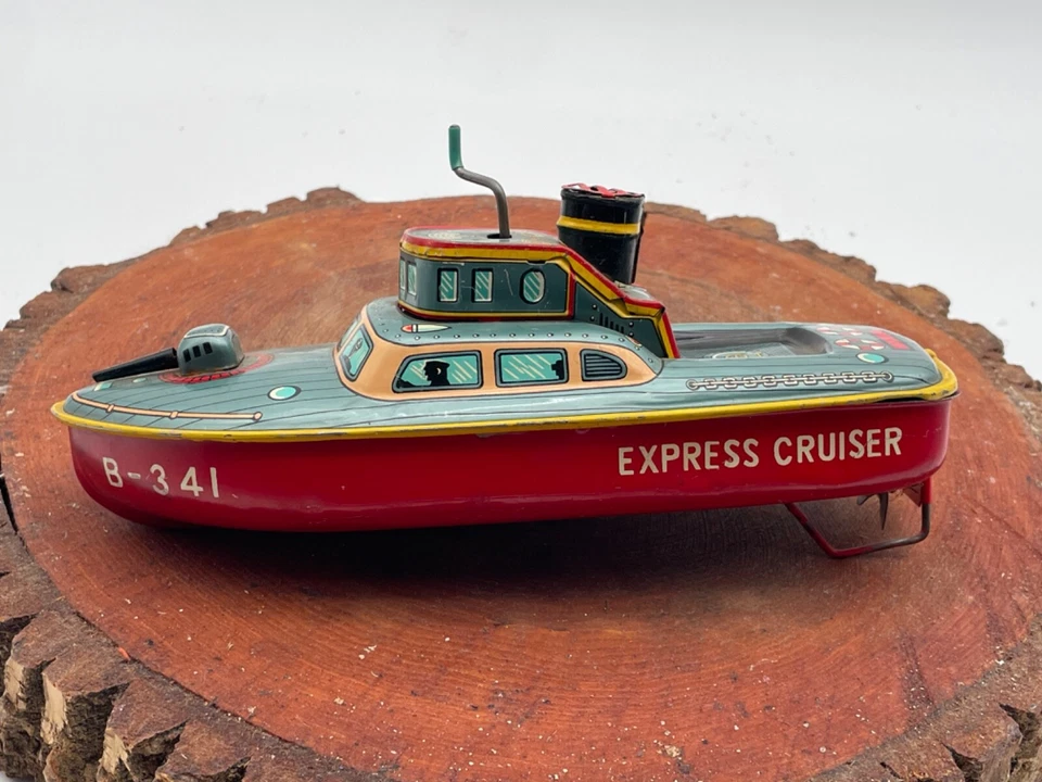 Barco patrullero Bandai Tin Litho Wind UP Express Cruiser B-341 de colección--11,25 Foto 2 de 4