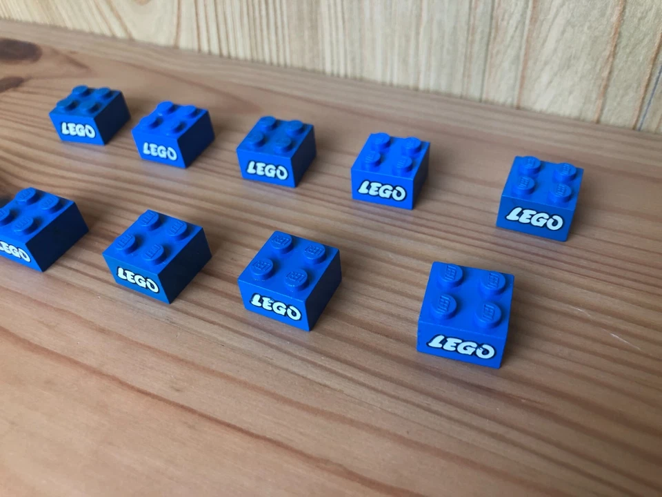 Lego 10x 3003pb008 Brick 2x2 with Lego pattern blau blue printed set 682 604 410 - Bild 2 von 4