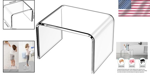 12" Acrylic Step Stool - Lightweight, Modern Foot Stool for Bathroom & Display - Picture 2 of 11