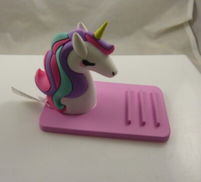 Rubber pink purple unicorn phone stand white cute from Claire's