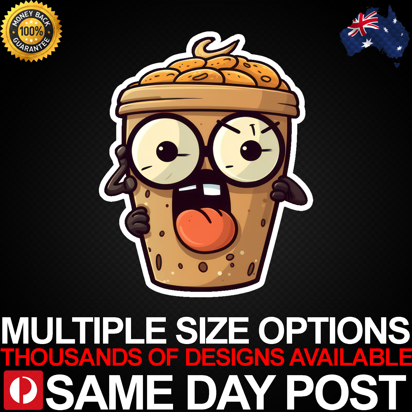 CUTE COFFEE Vinyl Car Sticker Decal Laptop Characters Funny Entertainment Fun