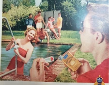 Summer Pool Party Philip Morris 1954 Ad Magazine Print