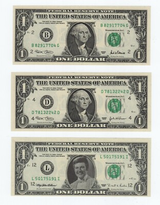 Vereinigte Staaten von Amerika, 3x One Dollar - alle UNC(1995,2001,2003)