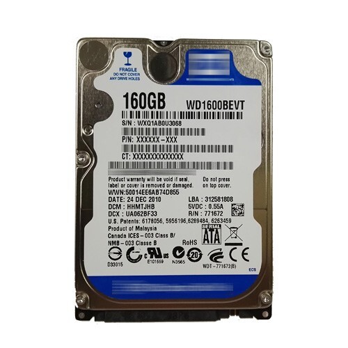 Disco duro Western Digital 160 GB WD1600BEVT 5400 RPM SATA de 2,5" para computadora portátil - Imagen 1 de 4