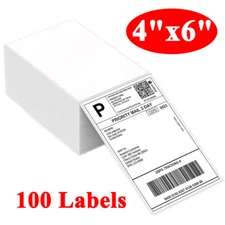 100 4"x6" Fanfold Direct Thermal Address Shipping Labels for Zebra Rollo Printer