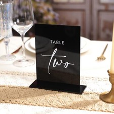 Black Wedding Table Numbers 1-15 5x7" Acrylic Signs Reception Decor Set