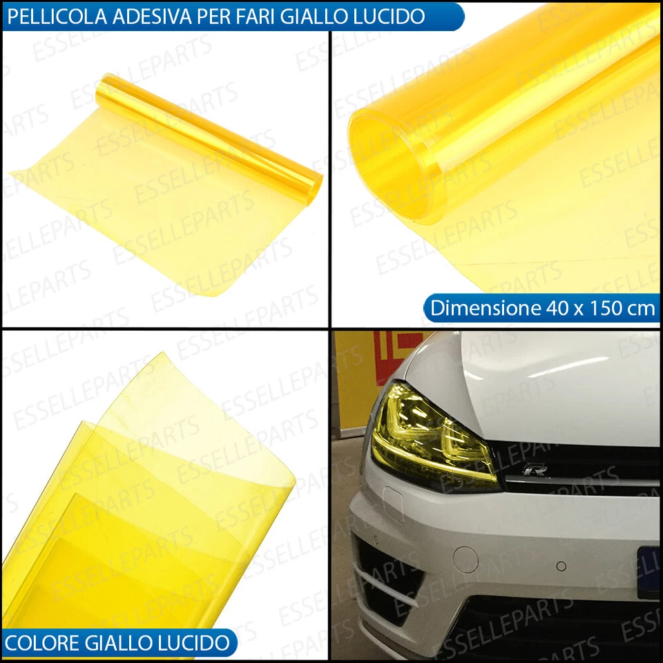 PELLICOLA FARI ADESIVA GIALLO LUCIDO 40 x 150 CM PER LAND ROVER RANGE ROVER IV - Immagine 2 di 4