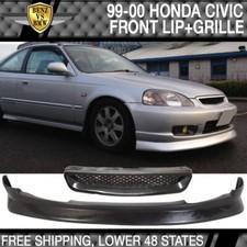 Fits 99-00 Honda Civic 2 3 4 Dr Pu Front Lip Abs Hood Grille