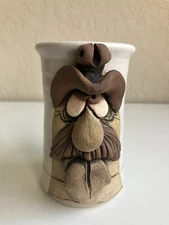 Vintage Robert Karlinsey 3D Art Pottery Handmade Funny Face Ugly Mug