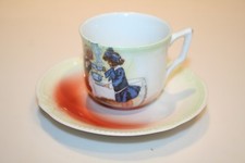 Antique Porcelain Buster Brown Mary Jane Toy Child's Cup  Saucer EUC