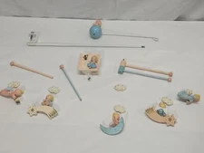 Vintage-Baby Nursery Mobile-Handmade-Carved Wood-Hand Painted- Originals by IRMI