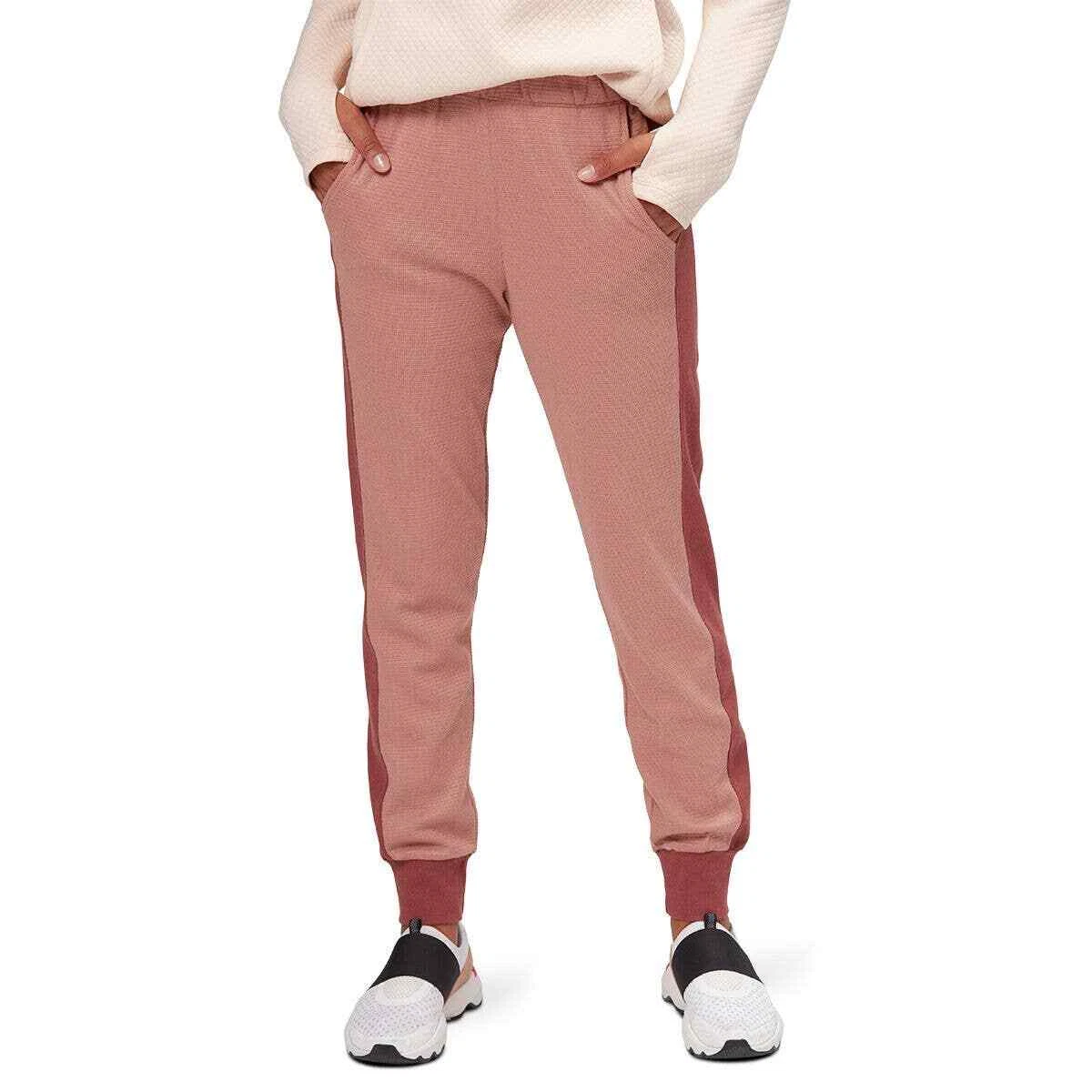 MONROW Jogger Sweatpant Womens Small Thermal Side Stripe Mauve S