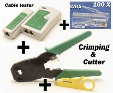 RJ45 Cat5e Cat6 Network LAN Ethernet Cable Crimping Crimper Tool 100 Connectors