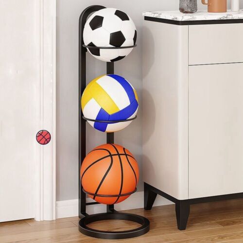 White Children Basketball Storage Rack Black Ball Placed Rack  Indoor - Picture 1 of 11