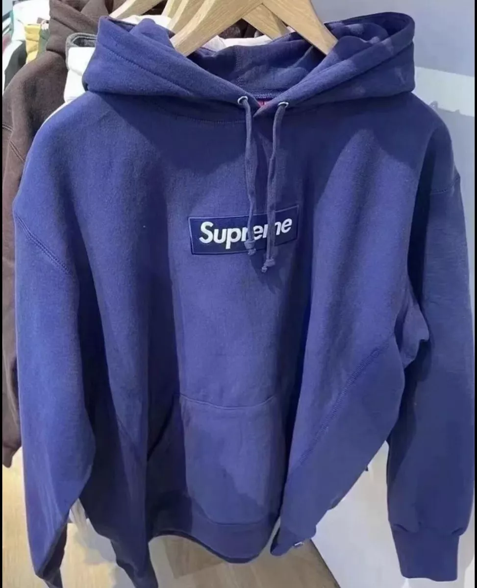 Supreme Navy Blue Box Logo Hoodie