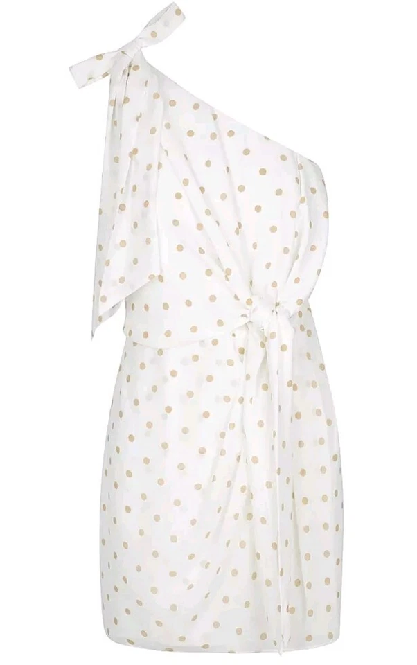 Shona Joy Sophia One Shoulder Polka Dot Mini Dress Size 10 - image 3 of 4